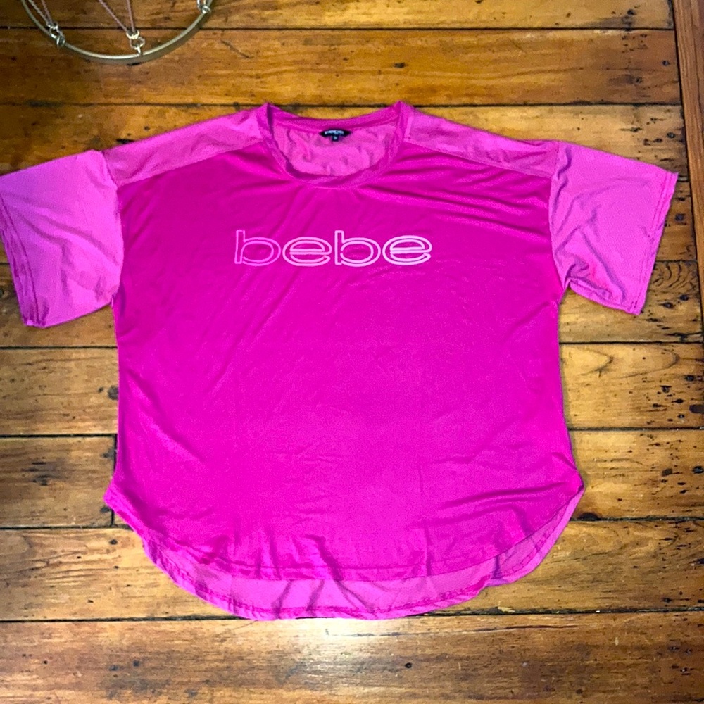 BEBE Sport Plus Fuschia Short Sleeve T-Shirt NWOT
